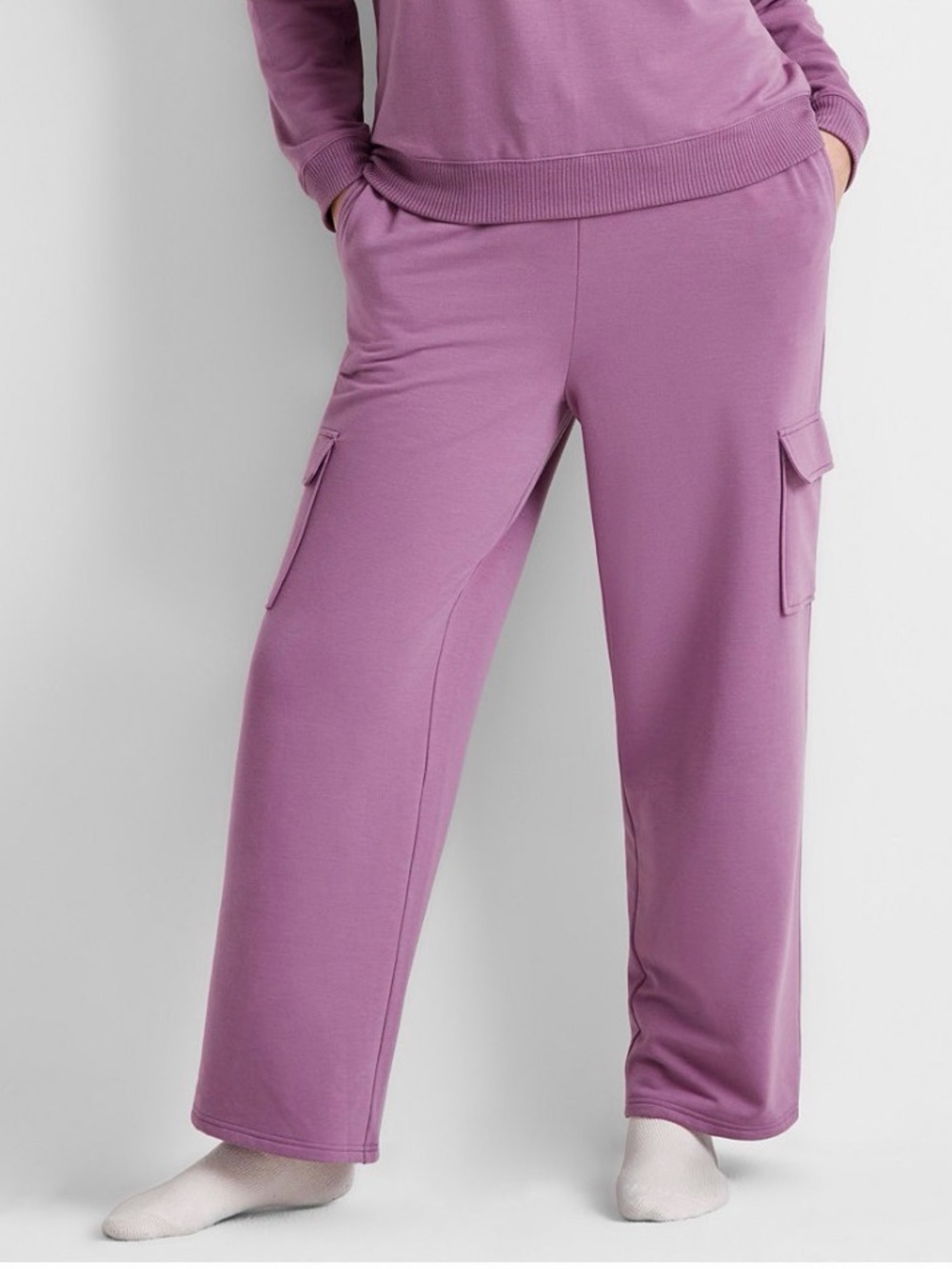 State of Day Women's High-Rise Fleece Cargo Sweatpants, XXL NWT